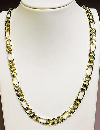 Pre-owned Nova 14kt Solid Yellow Gold Figaro Link Men's Necklace 24" 8 Mm 58 Grams In No Stone
