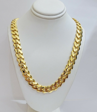 Pre-owned My Elite Jeweler Real 10k Gold Miami Cuban Royal Link Chain 11mm 26" Shiny Plain Necklace Monaco In No Stone