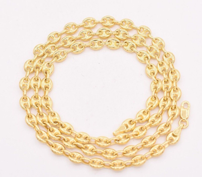 Pre-owned Bayam 4.7mm Puffed Mariner Anchor Chain Necklace Real Solid 14k Yellow Gold 12" 4 Kids