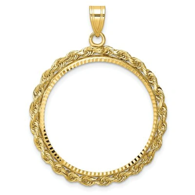 Pre-owned Accessories & Jewelry 14k Yellow Gold D/c Rope Coin Bezel Pendant Prong Mounting - For Various Coins