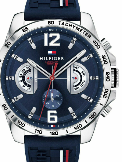Pre-owned Tommy Hilfiger 10pc  Sport Decker Silicone Strap Multi-function Watch 1791476