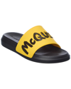 Alexander Mcqueen Graffiti-logo Slip-on Slides In Yellow