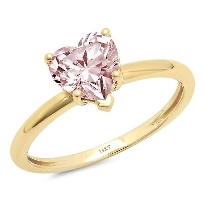 Pre-owned Pucci 2.0 Ct Heart Cut Simulated Pink Stone Wedding Promise Ring 14k Yellow Solid Gold