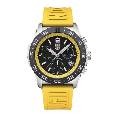 Pre-owned Luminox Swiss Made Pacific Diver Chronograph Yellow Rubber Mens Watch Xs.3145