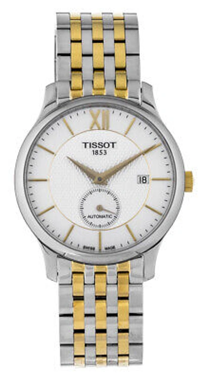 Pre-owned Tissot Tradition Automatic Sm Second Two Tone Men's Watch T063.428.22.038.00