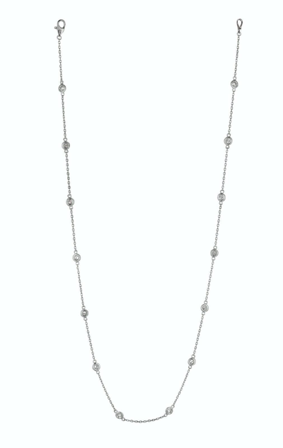 Pre-owned Morris &amp; David 0.33 Carat Diamond By The Yard Necklace Si 14k White Gold 14 Stones 18 Inches