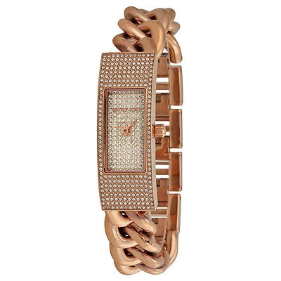 Pre-owned Michael Kors Hayden Rose Gold Tone,crystal Pave Bracelet Steel Watch Mk3307