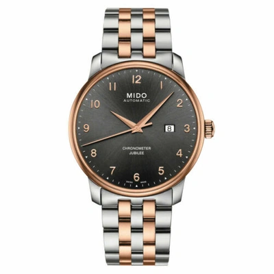 Pre-owned Mido Baroncelli Jubilee Automatic Anthracite Dial 42 Mm Watch M0376082206200 In Silver