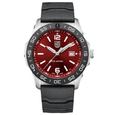 Pre-owned Luminox Men's Watch Sea Pacific Diver Crimson Red Dial Black Rubber Strap 3135