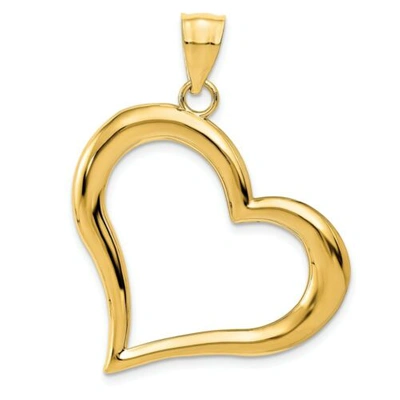 Pre-owned Goldia 14k Yellow Gold Casted Polished Hollow Heart Beautiful Love Heart Charm Pendant