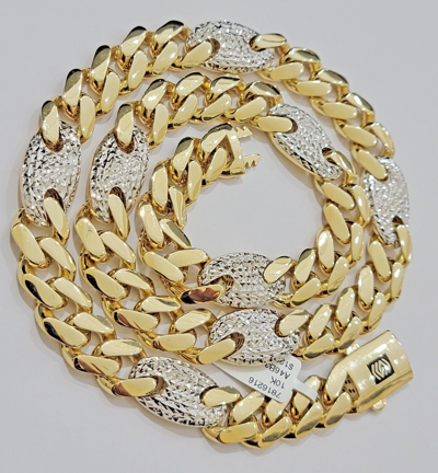Pre-owned My Elite Jeweler 12mm Miami Cuban Mariner Link Chain Necklace Diamond Cuts Real 10k Yellow Gold