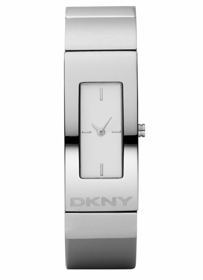 Pre-owned Dkny Ny4623 Women Ladies Rectangle Bangle Watch Silver Steel Bracelet White Dial