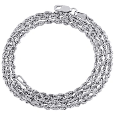 Pre-owned Jfl Diamonds & Timepieces 10k White Gold Diamond Cut Hollow Rope Chain 2mm Wide Necklace 18 - 26 Inches