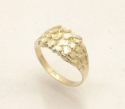 Pre-owned Bestgoldshop Size 10 Men's Nugget Style Pinky Ring Real Solid 14k Yellow Gold 3.10gr