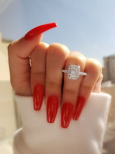 Pre-owned Diamond Mansion 1.90 Carat Natural Radiant Cut Halo Pave Diamond Engagement Ring - Gia
