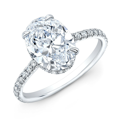 Pre-owned Diamond Mansion 1.60 Carat Natural Oval Hidden Halo Pave Diamond Engagement Ring G-vs2 Gia