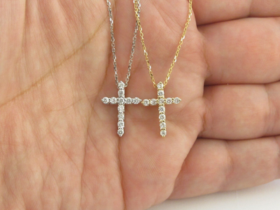 Pre-owned Preciousgold4you 14k Gold Diamond Cross Pendant Necklace 16" , 18", 20" In White