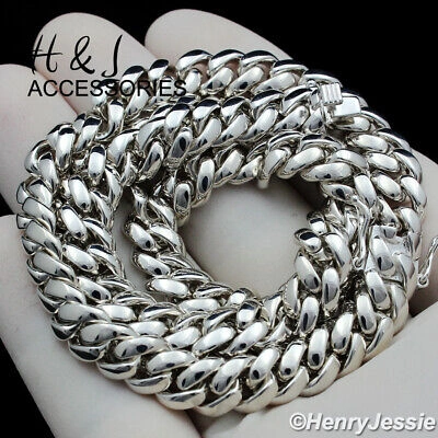 Pre-owned H&j Jewelry 20"men 925 Sterling Silver 7.5mm Plain Miami Cuban Curb Chain Necklaceasn20