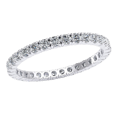 Pre-owned Jewelwesell 0.95 Ctw Individual Prong Set Eternity Band Ring Diamond Solid 10k Gold