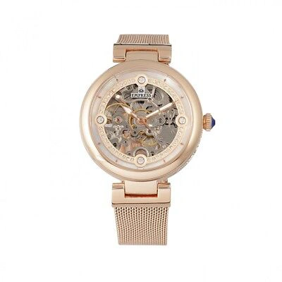 Pre-owned Empress Adelaide Automatic Skeleton Dial Rose Gold Mesh Women's Watch Em2503