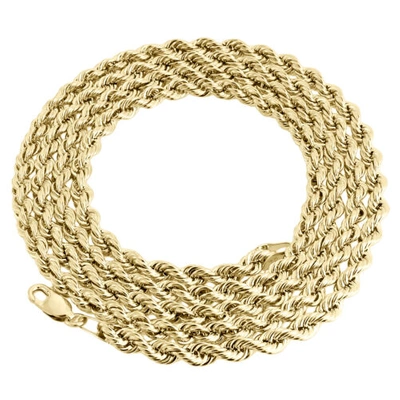 Pre-owned Jfl Diamonds & Timepieces 14k Yellow Gold 4mm Hollow Diamond Cut Rope Chain Link Necklace 20 - 30 Inches
