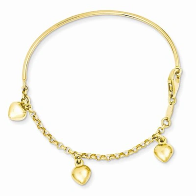 Pre-owned Accessories & Jewelry 14k Yellow Gold Polished Dangling Heart Charm Baby Bracelet 6" Childrens Jewelry