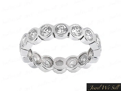 Pre-owned Jewelwesell 0.65ct Round Diamond Wedding Eternity Band Ring 10k White Gold Gh I1 Bezel Set