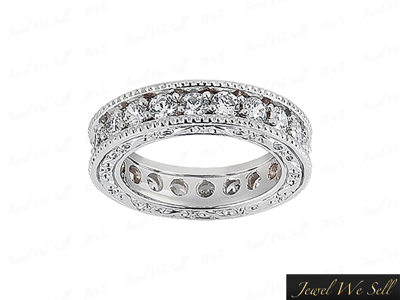 Pre-owned Jewelwesell 2.50ct Round Diamond Antique Milgrain Anniversary Eternity Band 10k Gold G-h I1 In Gh