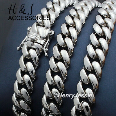 Pre-owned H&j Jewelry 20"men 925 Sterling Silver 10mm Plain Miami Cuban Curb Chain Necklaceasn20