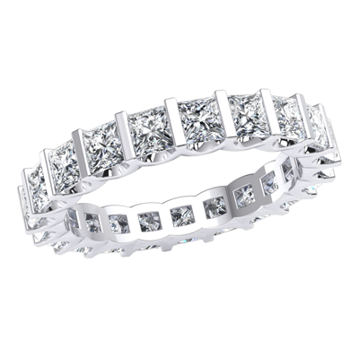 Pre-owned Jewelwesell Natural 2.75ct U-bar Eternity Wedding Band Ring Princess Cut Diamond 18k Gold
