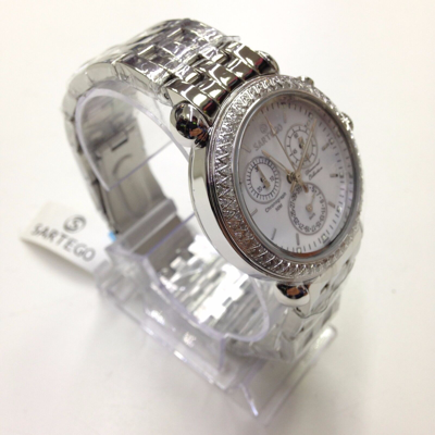 Pre-owned Sartego Women's Diamond Collection Chronograph Swiss Made Watch Sdwt385s