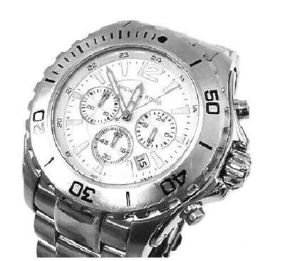 Pre-owned Michael Kors New- Drake Silver Tone S/steel Chrono,oversized Dial Watch Mk8253