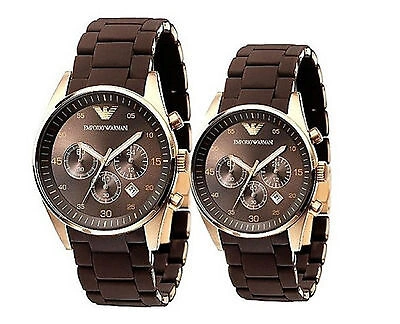 Pre-owned Emporio Armani Authentic  Brown Chrono Watch Ar5890/ar5891 Only Sell Usa,uk,au