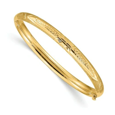 Pre-owned Accessories & Jewelry 14k Yellow Gold Florentine Engraved Design 5mm Baby Bangle 6" Bracelet