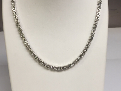 Pre-owned Tex 14k White Gold 20" Solid Mens Byzantine Square Super 4mm 58 Grams Chain/necklace In No Stone