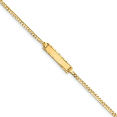 Pre-owned Accessories & Jewelry 14k Yellow Gold Engraveable 5mm Plain Baby Curb Link Children's Id Bracelet 6"