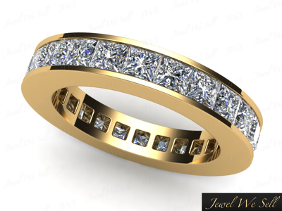 Pre-owned Jewelwesell 2.70ct Princess Diamond Classic Channel Set Eternity Band Ring 10k Gold I Si2