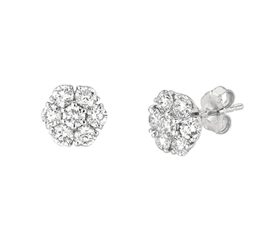 Pre-owned Morris 1.05 Carat Natural Diamond Flower Cluster Earrings Si 14k White Gold