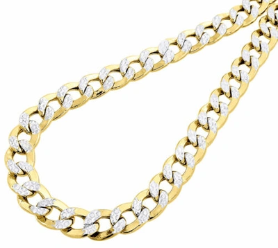 Pre-owned Jfl Diamonds & Timepieces 10k Yellow Gold Chiseled Cuban Curb Chain D/c Pave 10.75 Mm Necklace 22-30"