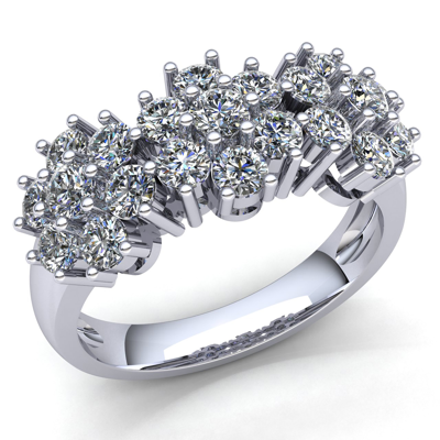 Pre-owned Jewelwesell Real 1carat Round Cut Diamond Women's Bridal Cluster Engagement Ring 10k Gold