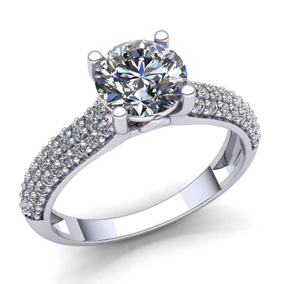 Pre-owned Jewelwesell Natural 2ct Round Cut Diamond Ladies Accented Solitaire Engagement Ring 10k Gold