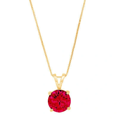 Pre-owned Pucci 3 Round Classic Real Red Garnet Pendant Necklace 18 Box Chain 14k Yellow Gold
