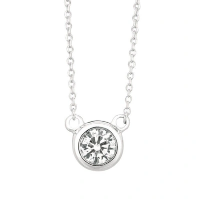 Pre-owned Morris 0.50 Carat Natural Diamond Bezel Solitaire Necklace Pendant 14k White Gold Si