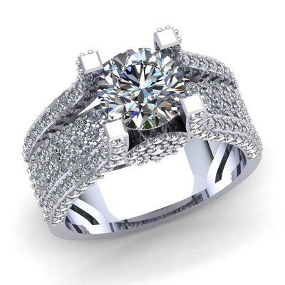 Pre-owned Jewelwesell 3carat Round Cut Diamond Ladies Accent Solitaire Engagement Ring 18k Gold