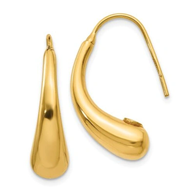 Pre-owned Accessories & Jewelry 14k Yellow Gold 6mm Hollow Puffed Teardrop Shepherd Hook Earrings Italian Gold