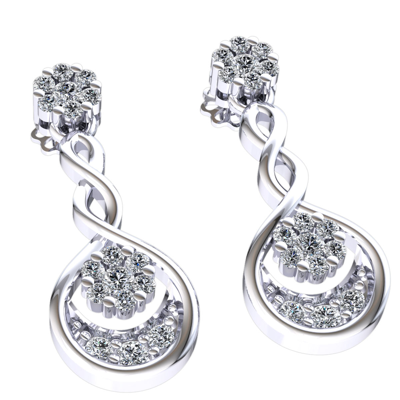 Pre-owned Jewelwesell Natural 0.45carat Round Cut Diamond Ladies Infinity Drop Earrings 14k Gold In H