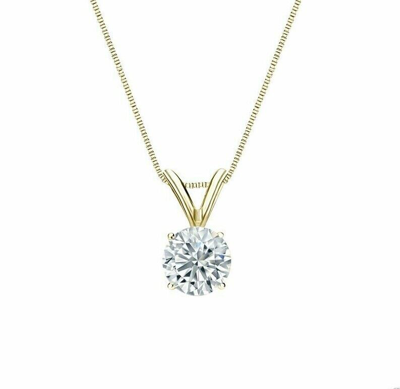 Pre-owned Limor 2 Ct Round Brilliant Cut Solid 14k Yellow Gold Solitaire Pendant 18" Necklace In D
