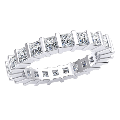 Pre-owned Jewelwesell Natural 2.2ct Bar Stackable Eternity Band Ring Princess Natural Diamond 14k Gold