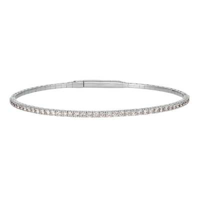 Pre-owned Morris 2.00 Carat Natural Diamond Flexible Bangle Bracelet G-h Si 14k White Gold 7''