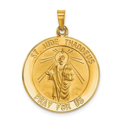 Pre-owned Goldia 14k Yellow Gold Polished St. Jude Thaddeus Pray For Us Religious Medal Pendant